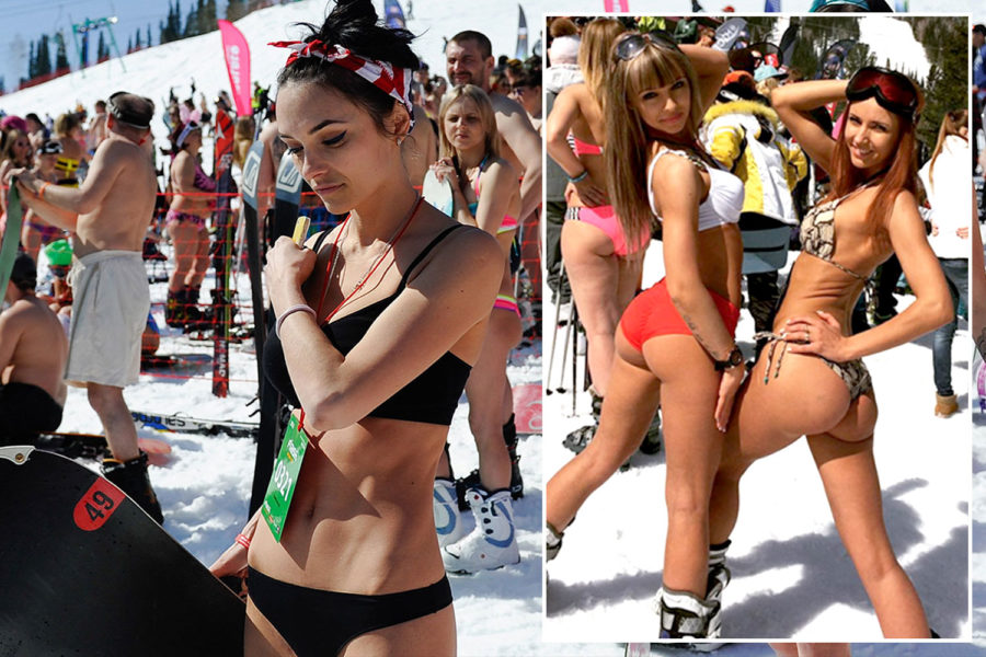 GrelkaFest: Russian babes party in bikinis at Sheregesh ski resort festival