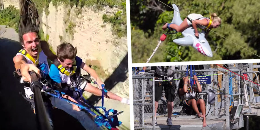 Devin Graham visits the world's fastest zip-line and tests out Gravity Canyon's bungee toys