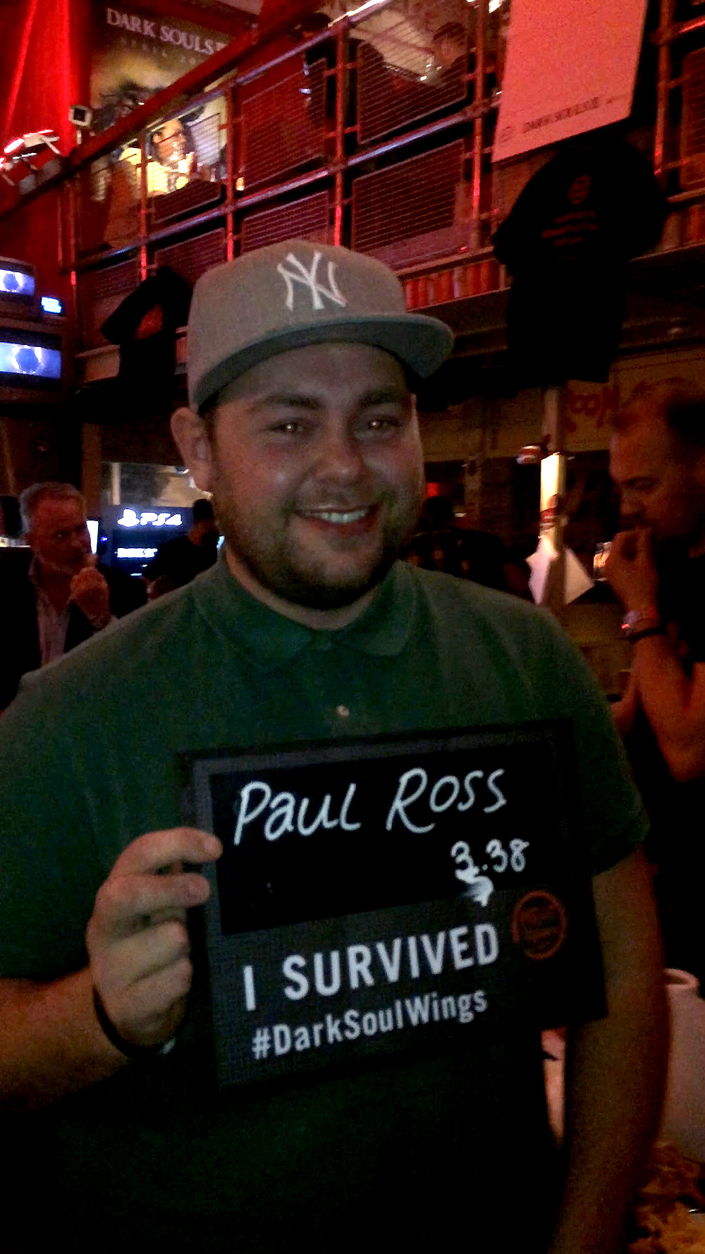 Paul survived the hot wing challenge and set new record (3 minutes, 38 seconds)